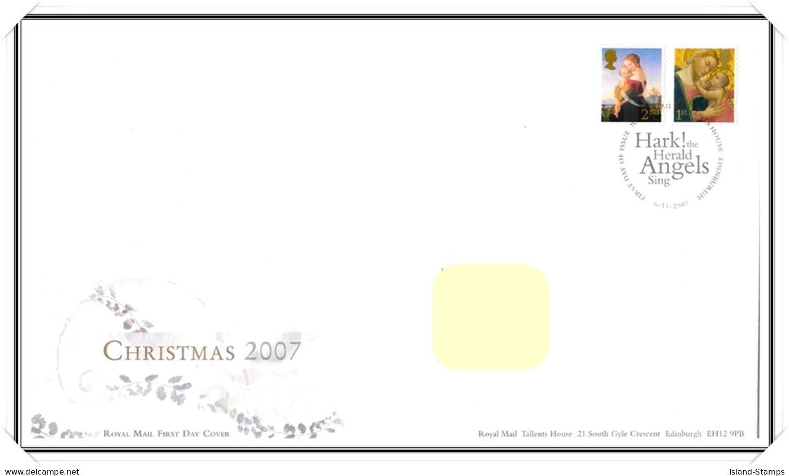 2007 GB FDC - Christmas - Typed Address - 2001-2010 Dezimalausgaben