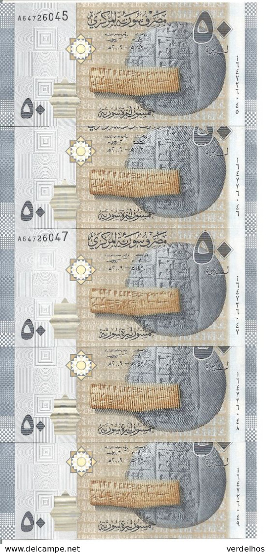 SYRIE 50 POUNDS 2009 UNC P 112 ( 5 Billets ) - Syrien