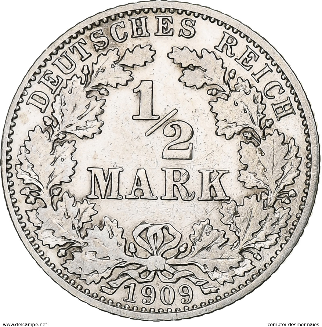 Monnaie, Empire Allemand, 1/2 Mark, 1909, Munich, TTB+, Argent, KM:17 - 1/2 Mark