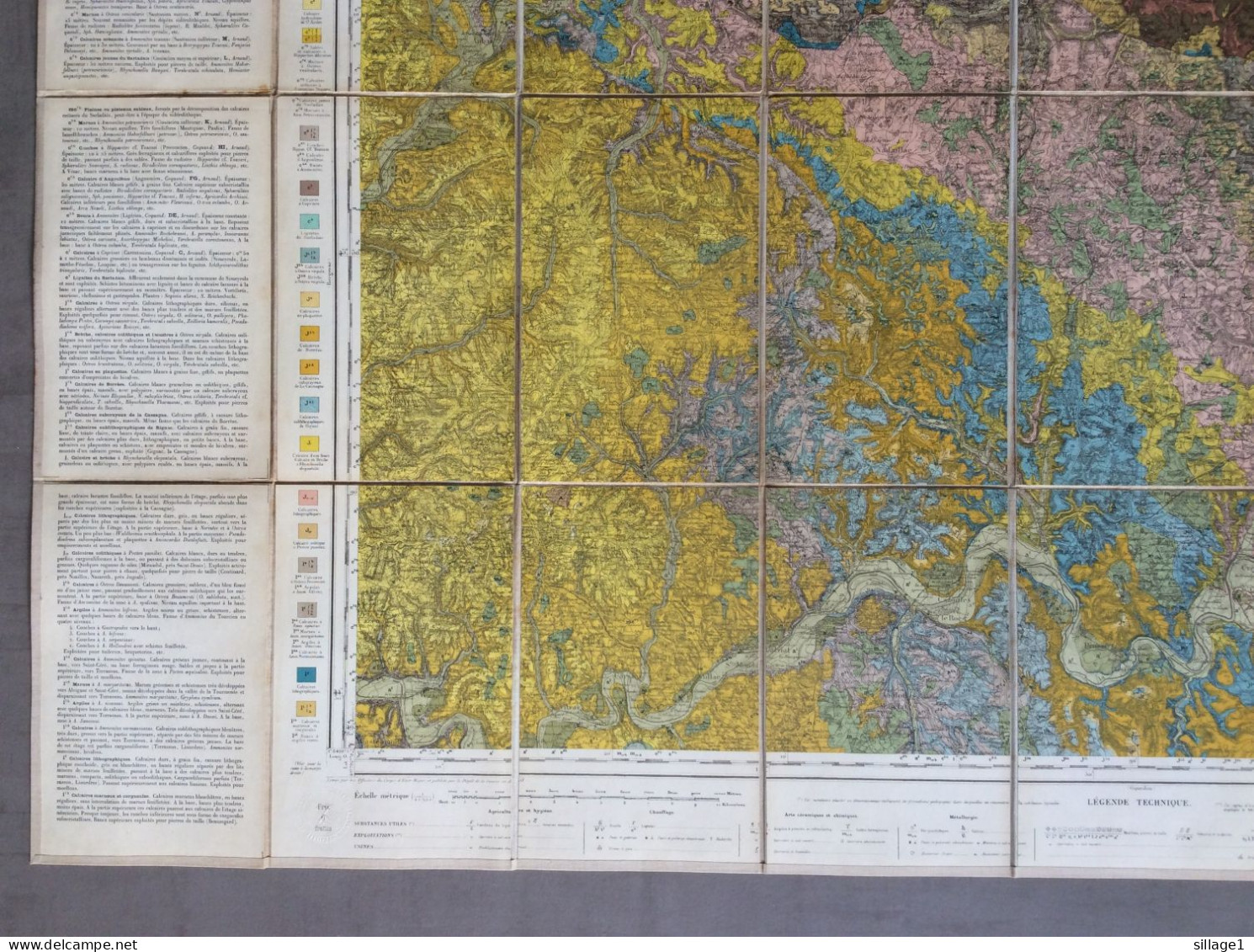 BRIVE Région - MAISON ANDRIVEAU-GOUJON - Henri BARRÈRE Carte Géologique Ancienne Colorisée Sur Toile Mars 1891 - Cartes Topographiques