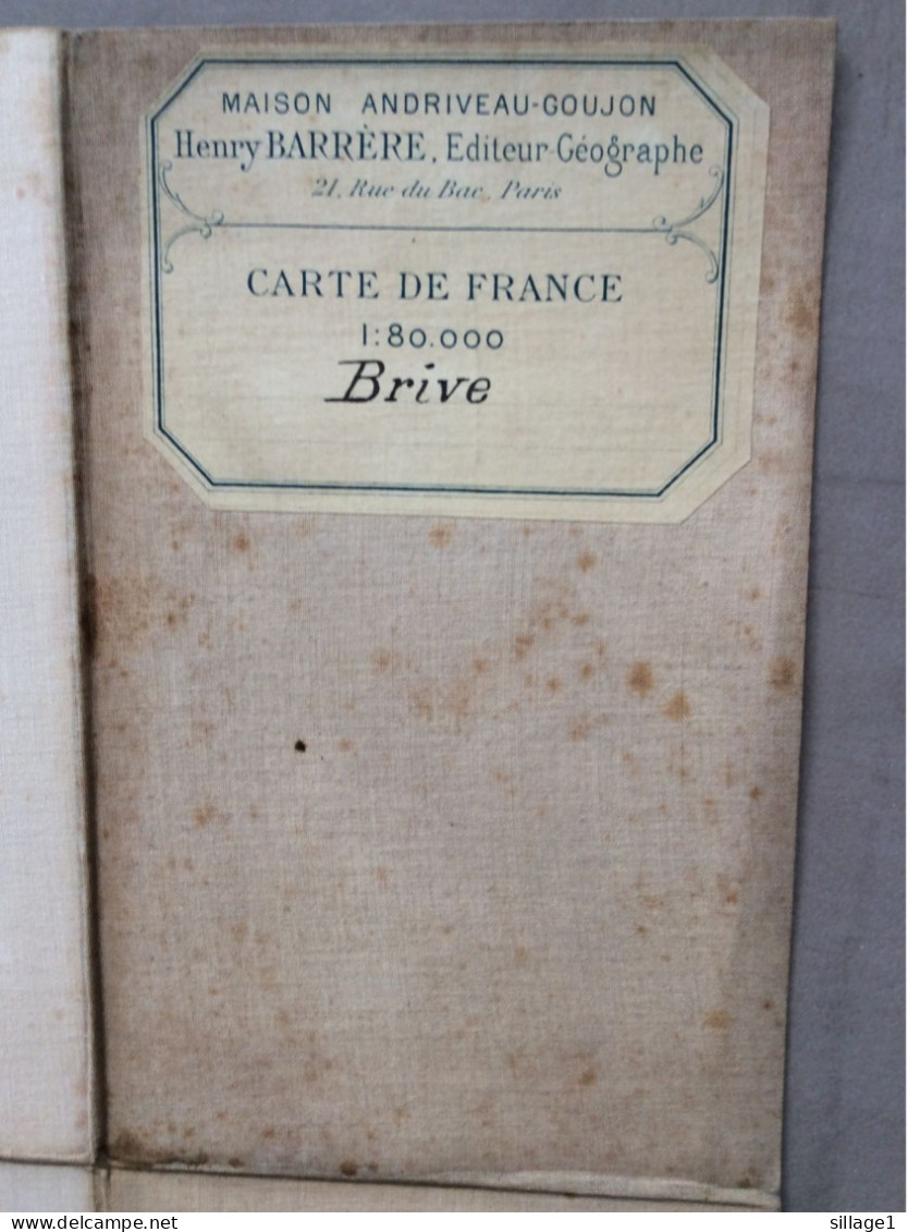 BRIVE Région - MAISON ANDRIVEAU-GOUJON - Henri BARRÈRE Carte Géologique Ancienne Colorisée sur toile Mars 1891