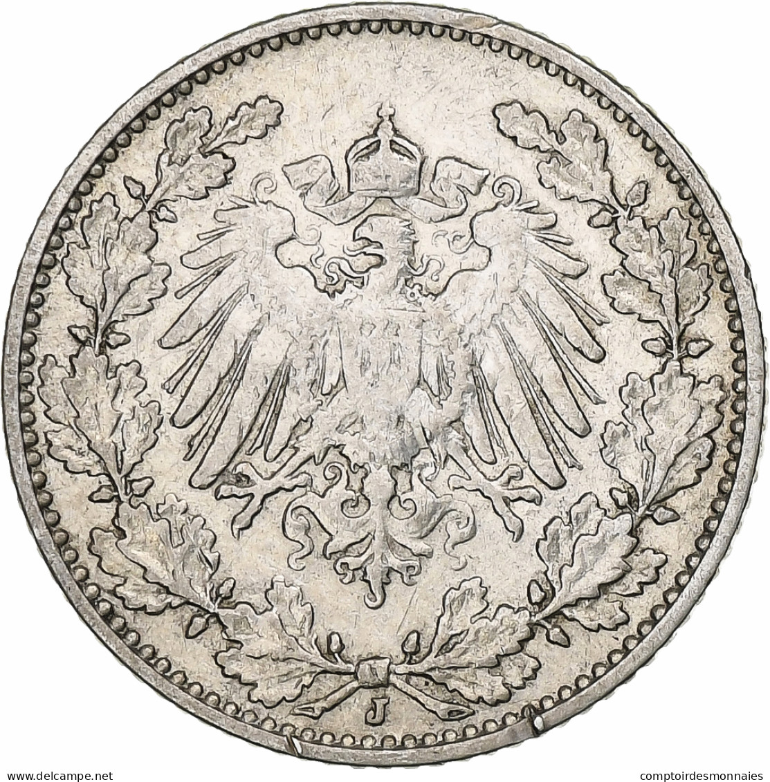 Empire Allemand, 1/2 Mark, 1907, Hambourg, Argent, TTB, KM:17 - 1/2 Mark