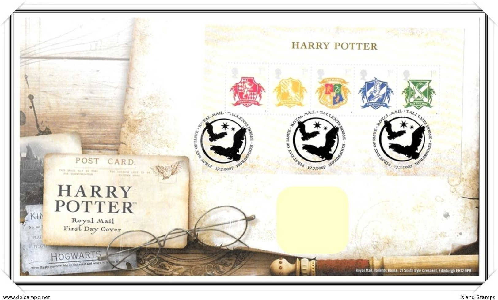 2007 GB FDC - Harry Potter Mini Sheet - Typed Address - 2001-2010 Decimal Issues