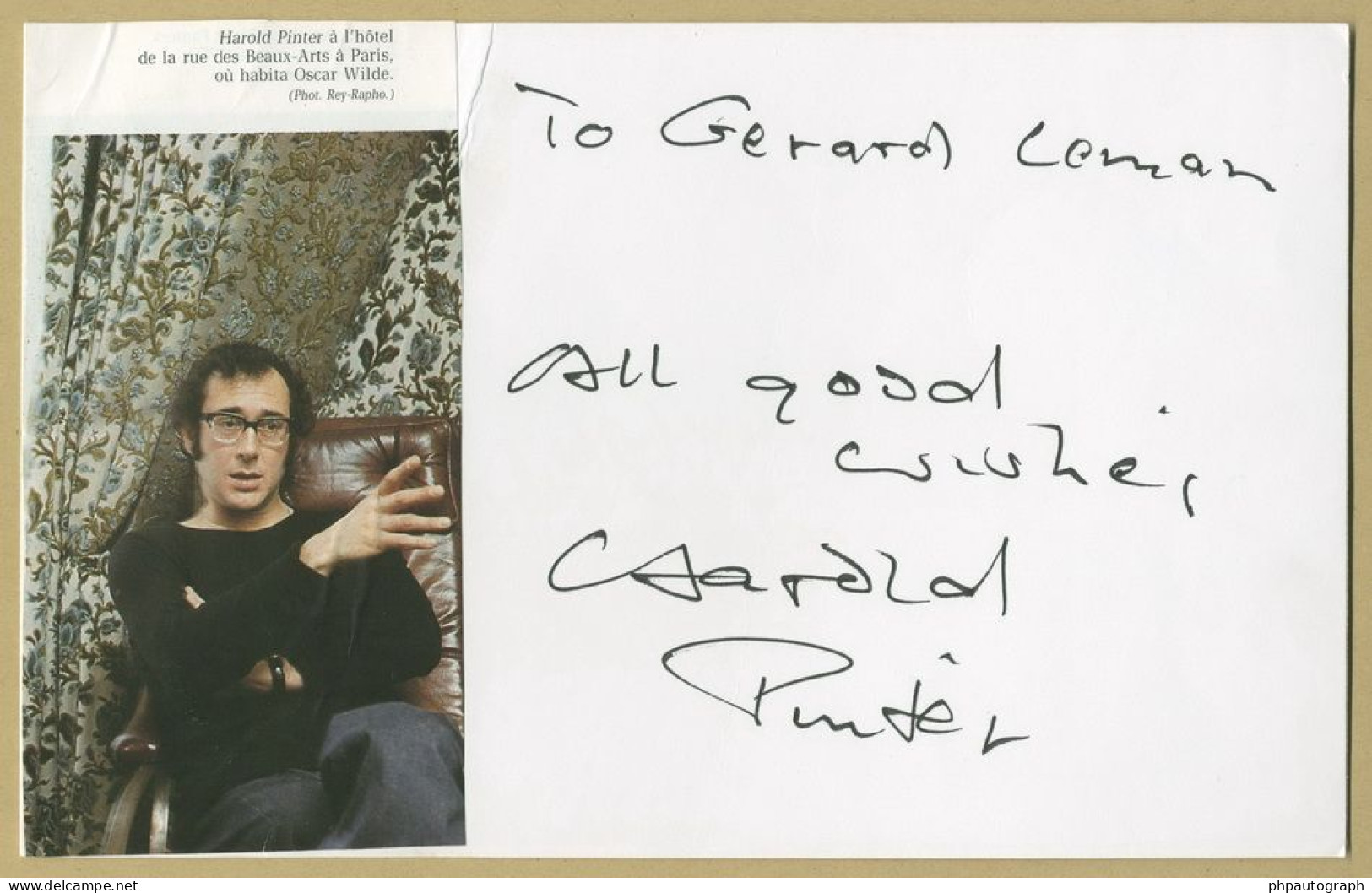 Harold Pinter (1930-2008) - British Playwright - Nobel - Signed Card + Photo - Writers