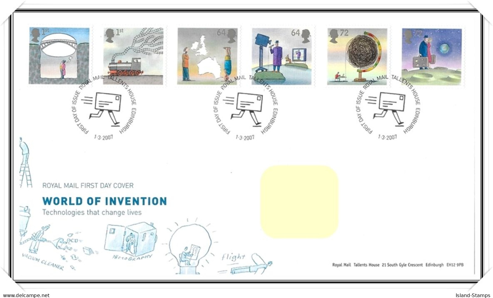 2007 GB FDC - World Of Invention - Typed Address - 2001-2010 Dezimalausgaben