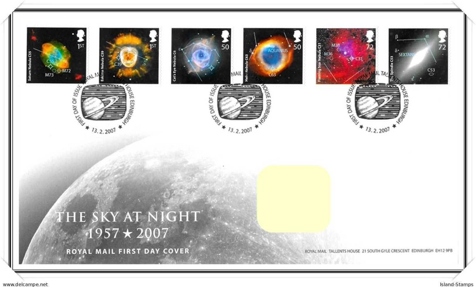 2007 GB FDC - The Sky At Night - Typed Address - 2001-2010 Decimal Issues