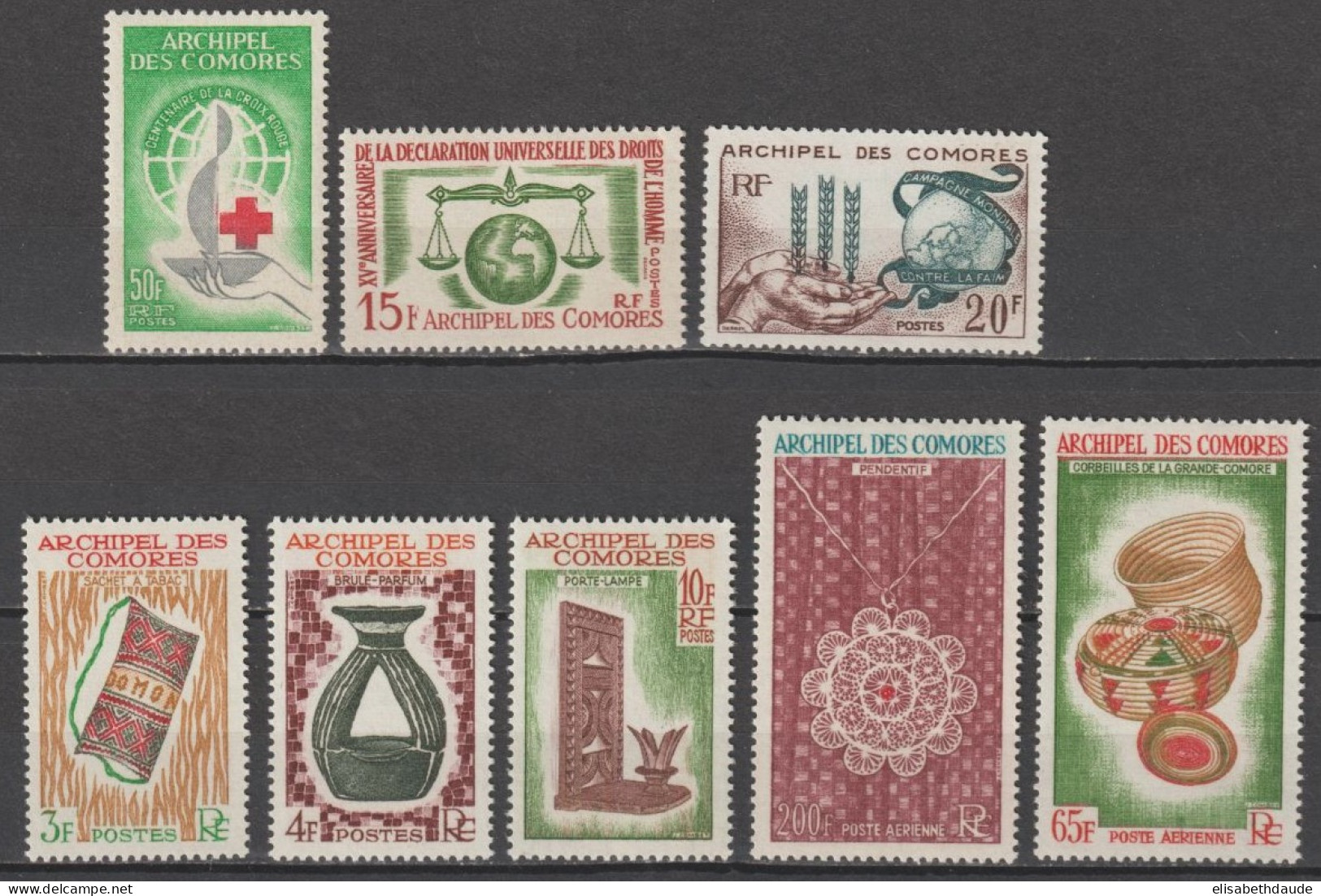 COMORES - 1963 - ANNEE COMPLETE Avec POSTE AERIENNE - YVERT N°26/31 + A8/9 ** MNH - COTE = 50.5 EUR. - Unused Stamps