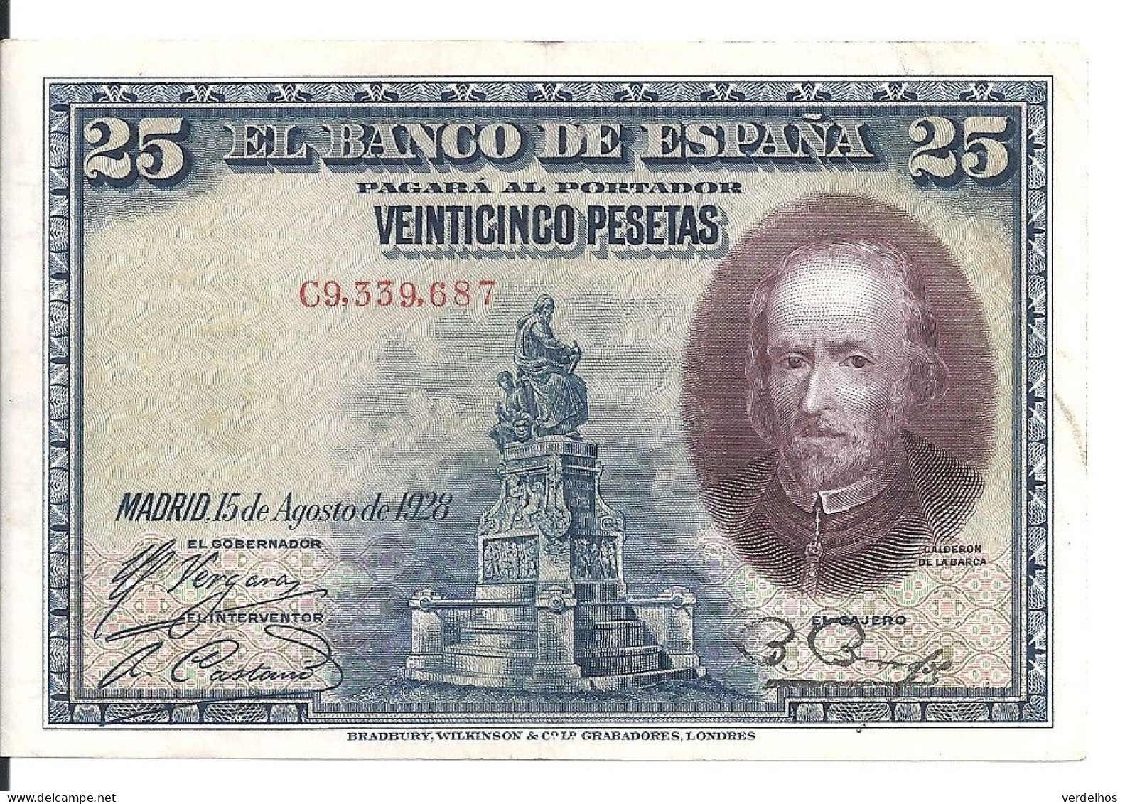 ESPAGNE 25 PESETAS 1928 VF+ P 74 - 1-2 Pesetas