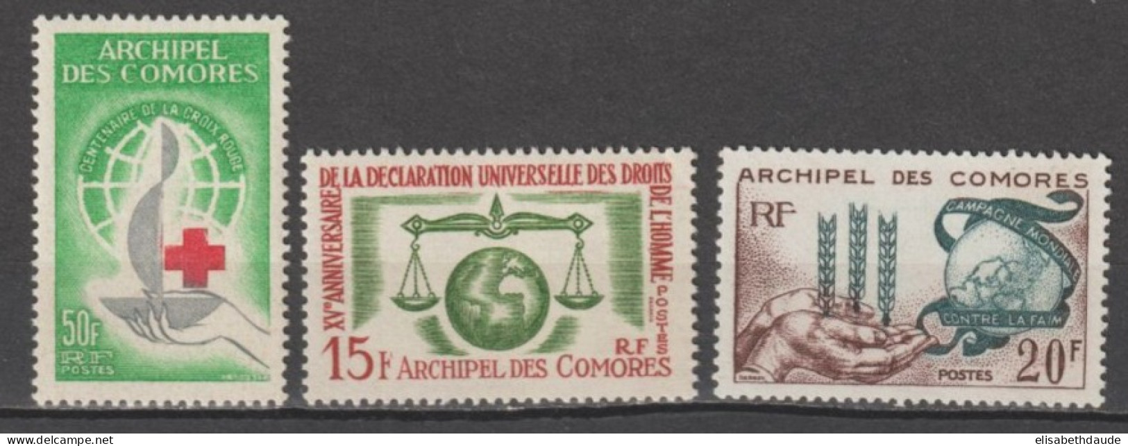 COMORES - 1963 - YVERT 26/28 ** MNH  - COTE = 32 EUR. - Neufs