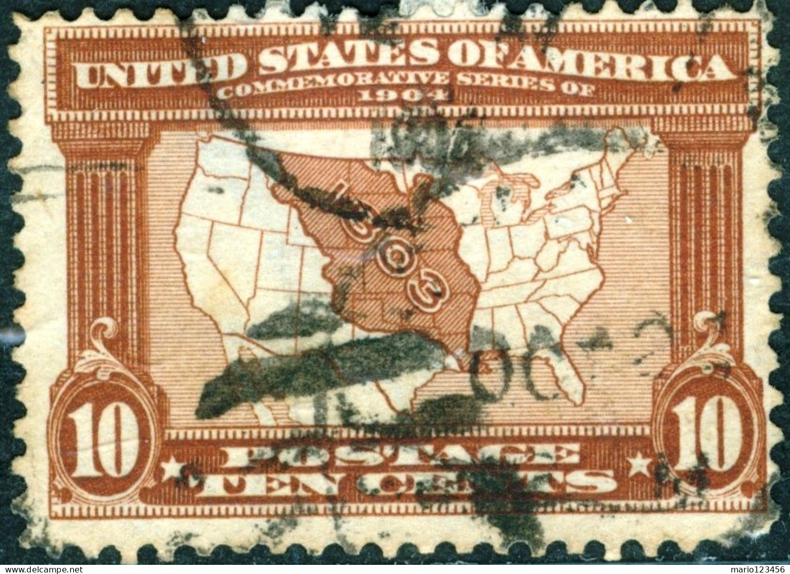 STATI UNITI. UNITES STATES, MAPPA LOUISIANA, 1904, FRANCOBOLLI USATI Mi:US 158, Scott:US 327, Yt:US 163 - Used Stamps
