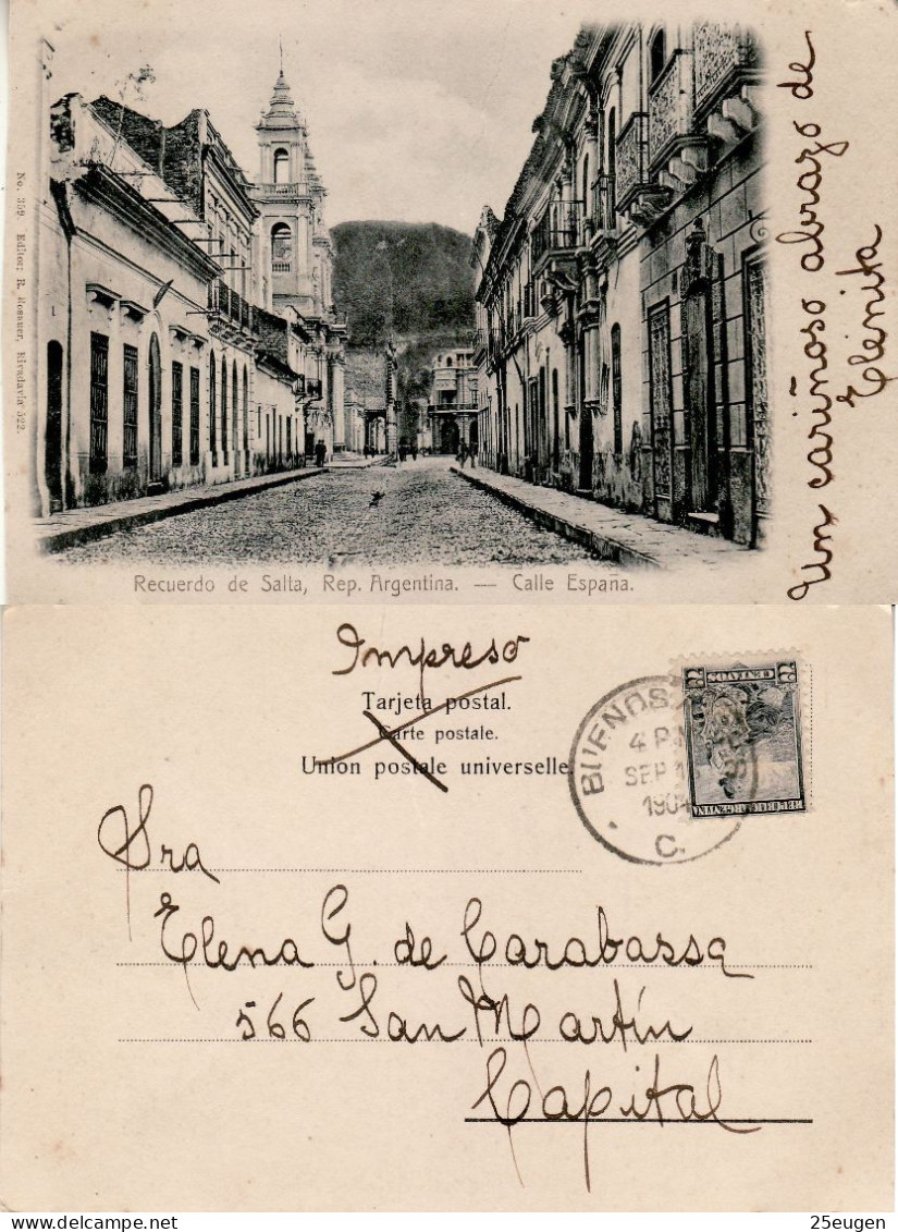 ARGENTINA 1904 POSTCARD SENT TO BUENOS AIRES - Storia Postale