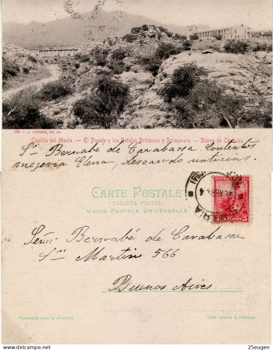 ARGENTINA 1904 POSTCARD SENT TO BUENOS AIRES - Covers & Documents