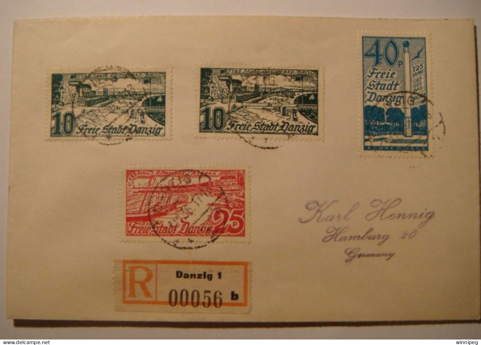 Danzig.1936.Full Set Mi 259-261 And 259a. - Storia Postale