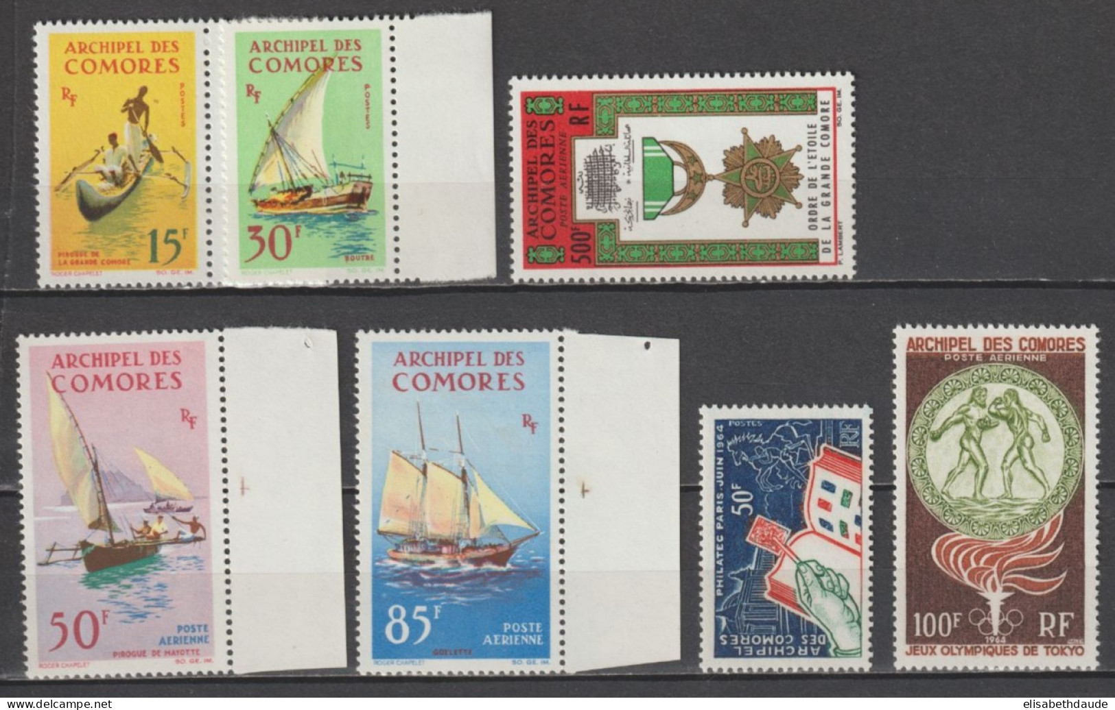 COMORES - 1964 - ANNEE COMPLETE Avec POSTE AERIENNE - YVERT N°32/34 + A10/13 ** MNH  - COTE = 58.5 EUR. - Ungebraucht