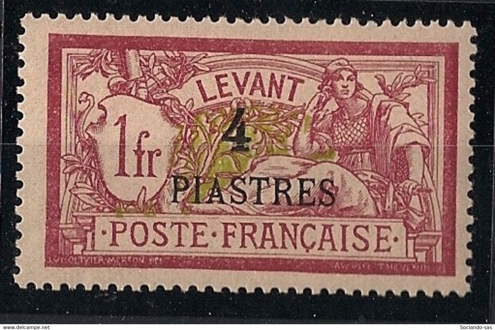 LEVANT - 1902-20 - N°YT. 21 - Type Merson 4pi Sur 1f Lie-de-vin - Neuf Luxe ** / MNH / Postfrisch - Ongebruikt