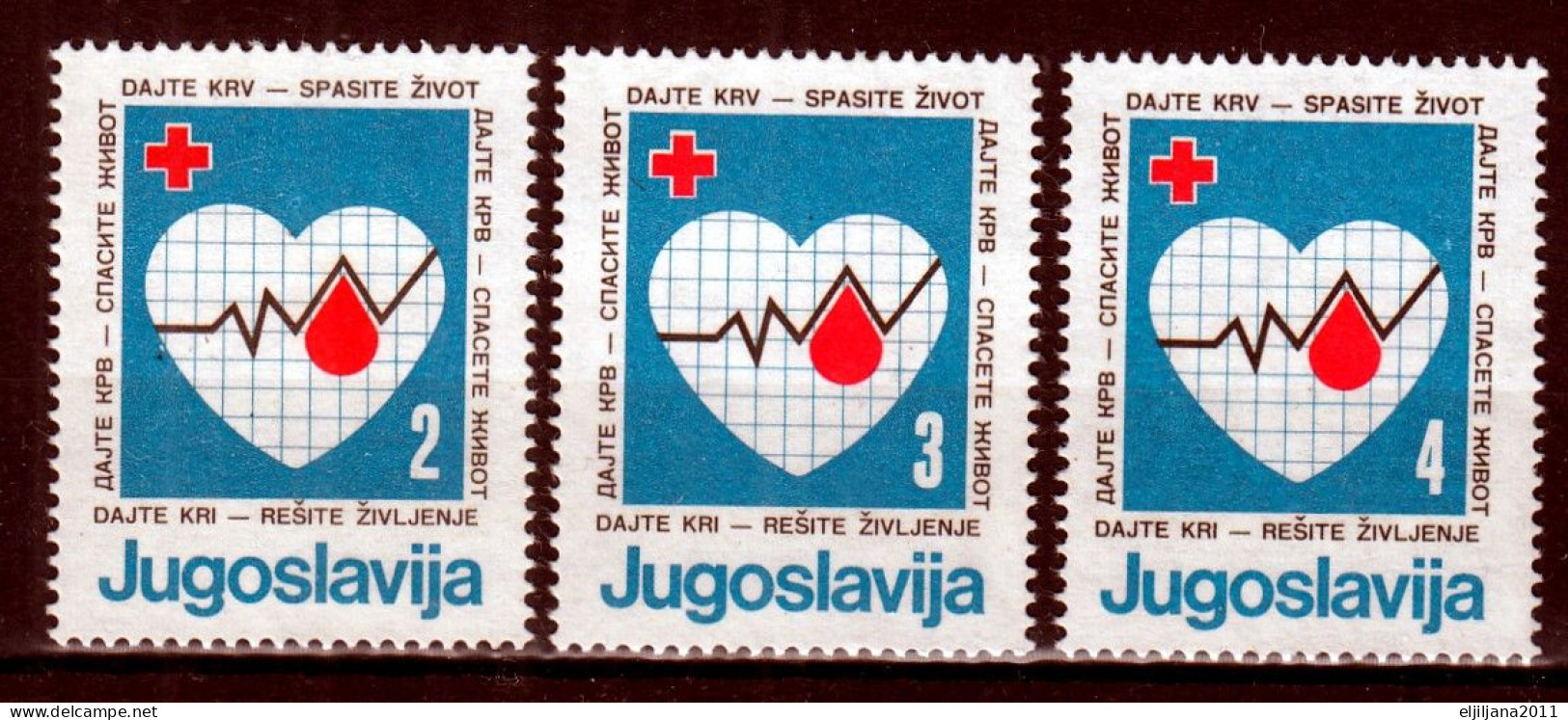 ⁕ Yugoslavia 1986 ⁕ Red Cross / Give Blood - Save A Life Mi.105-107 ⁕ 3v Unused - Liefdadigheid