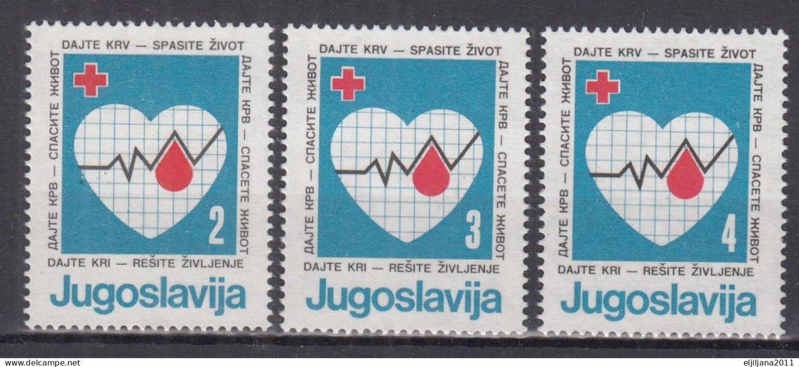 ⁕ Yugoslavia 1986 ⁕ Red Cross / Give Blood - Save A Life Mi.105-107 ⁕ 3v Unused - Beneficenza