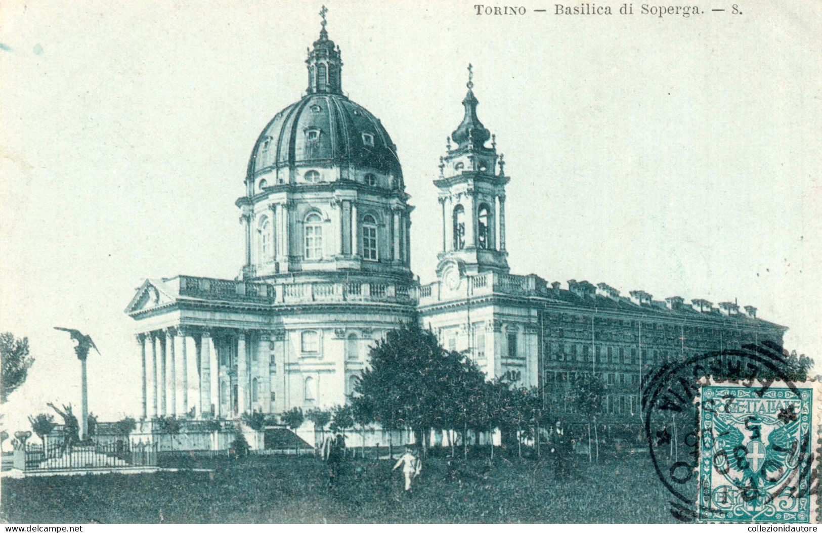 TORINO - BASILICA DI SUPERGA - PICCOLA ANIMAZIONE - CARTOLINA FP SPEDITA NEL 1905 - Churches