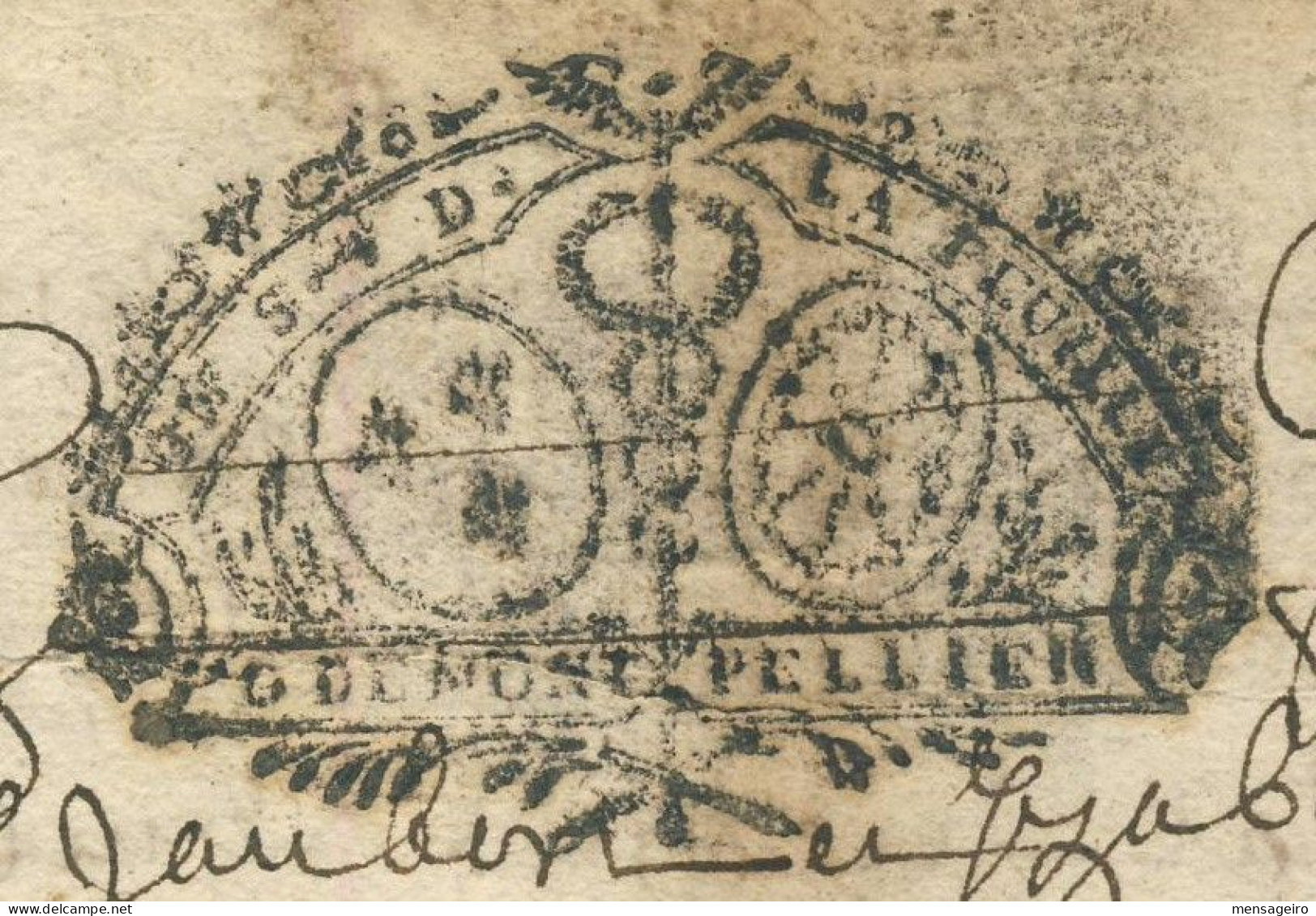 (C11) CACHETS GENERALITE MONTPELLIER SUR DOCUMENT 1724