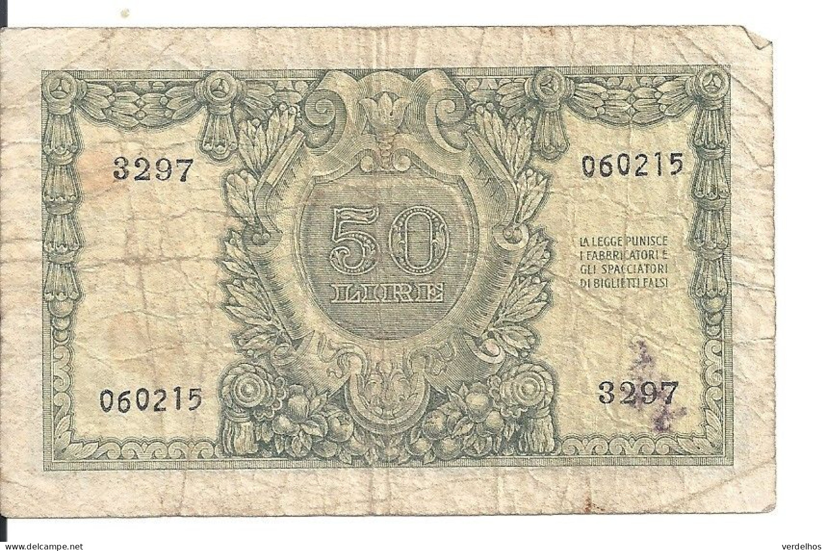 ITALIE 50 LIRE 1951 VG+ P 91 - 50 Liras