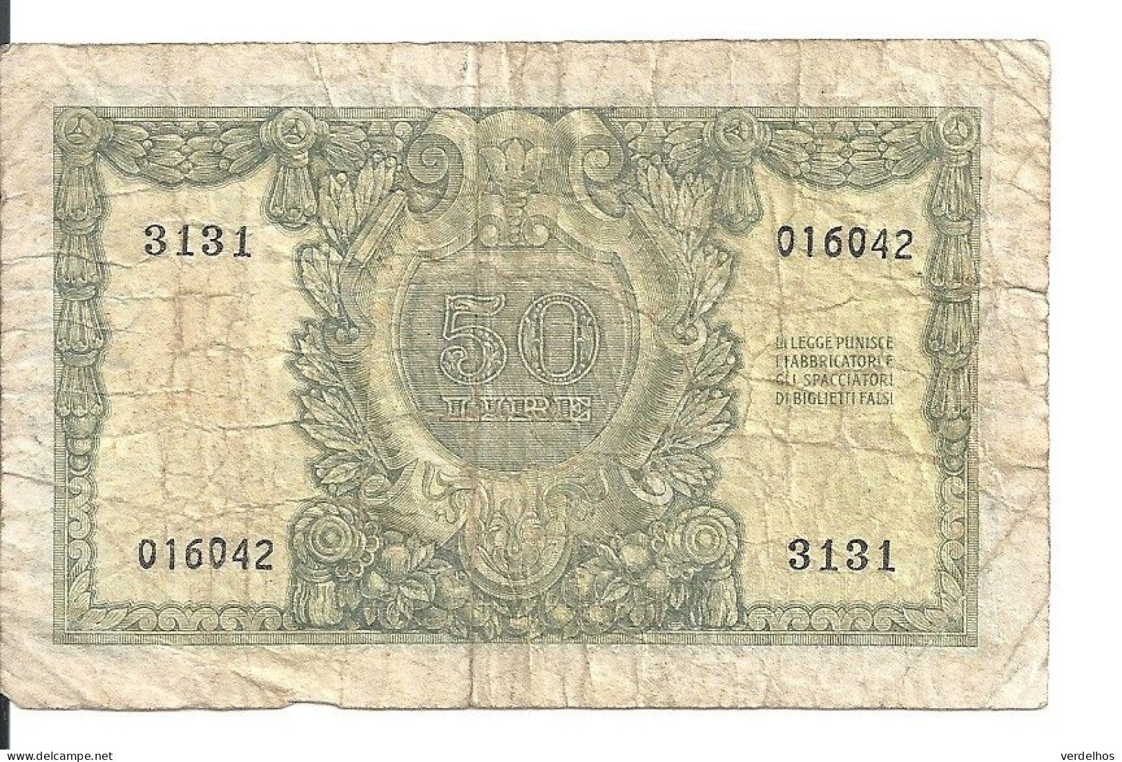 ITALIE 50 LIRE 1951 VG+ P 91 - 50 Liras