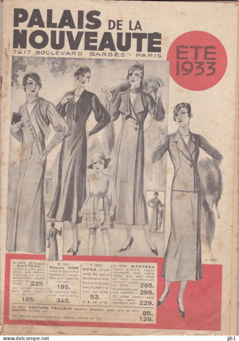 PARIS PALAIS DE LA NOUVEAUTE CATALOGUE ETE 1933 - Fashion