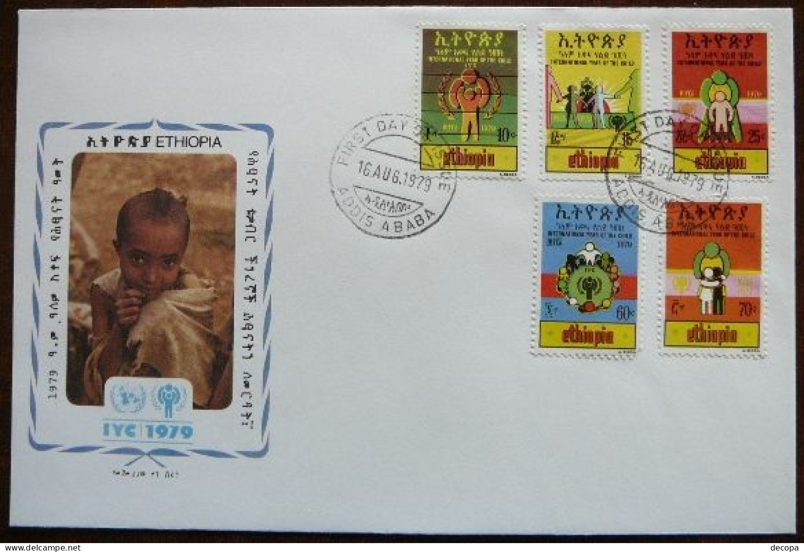 International Year Of The Child    Ethiopia  -  Ethiopie       FDC    Mi  1017-21   Yv.  936-40     1979 - Etiopia
