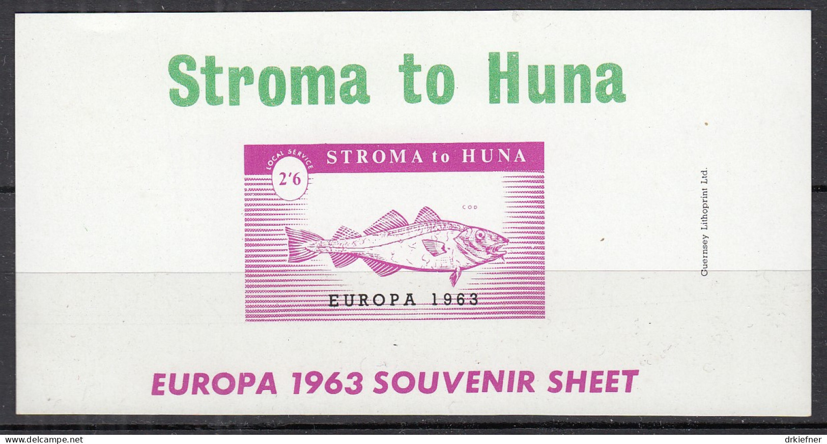 INSEL STROMA (Schottland), Nichtamtl. Briefmarken, Stroma To Huna, Block, Postfrisch **,  Europa 1963, Fisch - Scotland