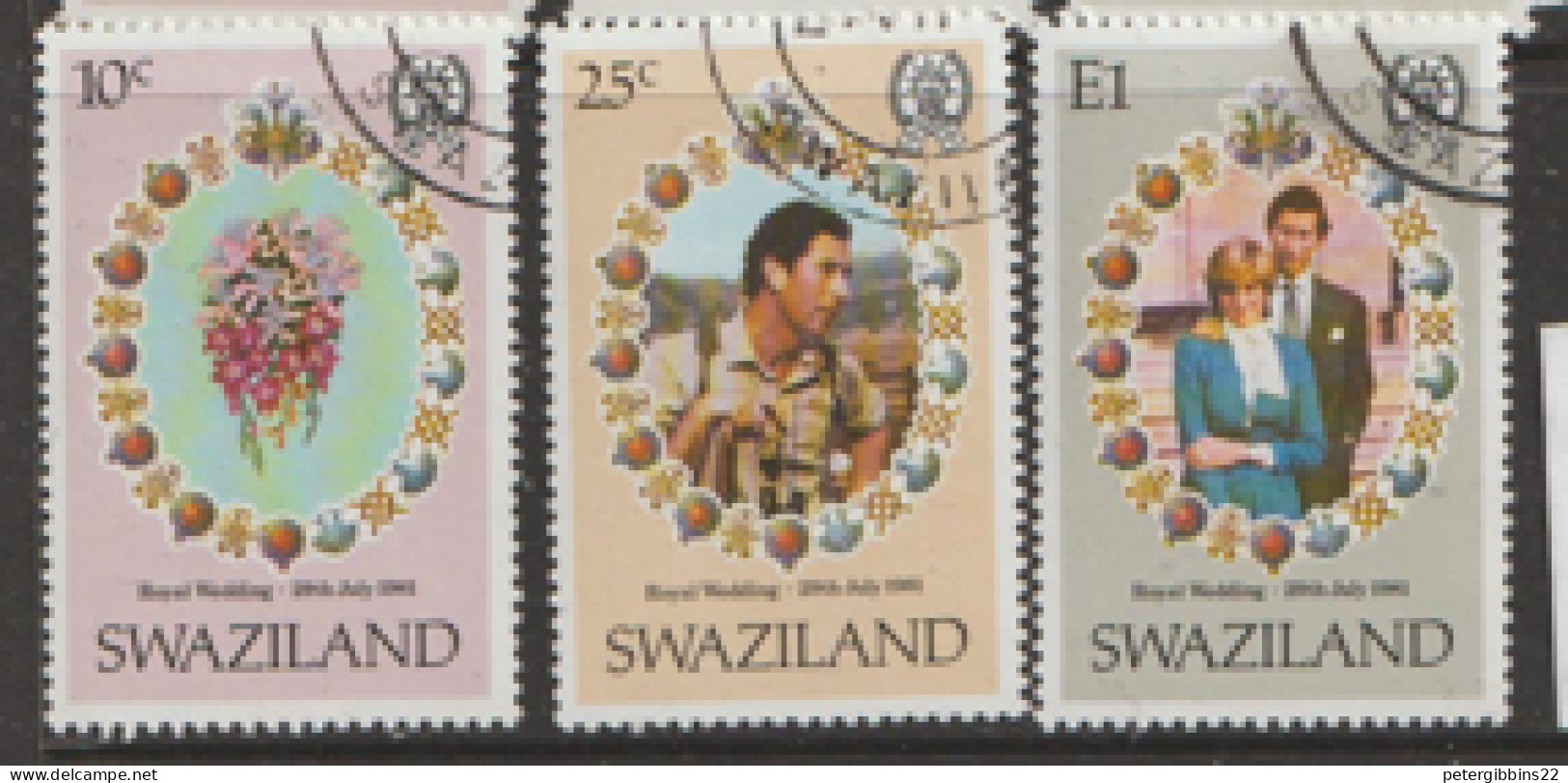 Swaziland  1981  SG 376-8  Royal Wedding  Fine Used - Swaziland (1968-...)