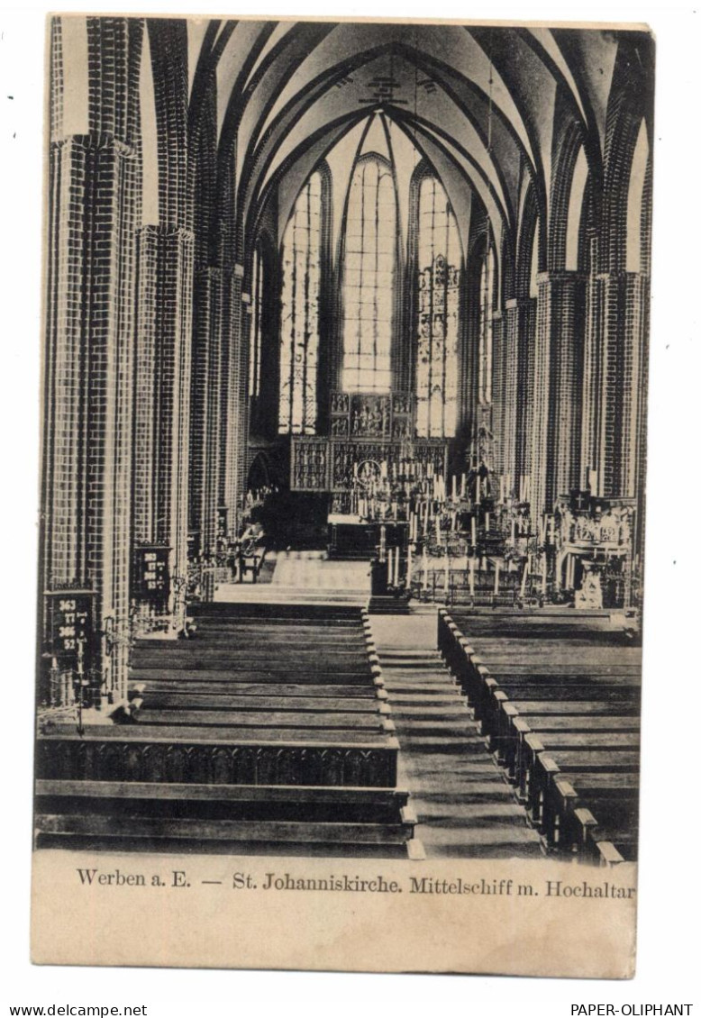 0-3551 WERBEN An Der Elbe, St.Johanniskirche, Innenansicht, 191..., Weiches Papier - Stendal