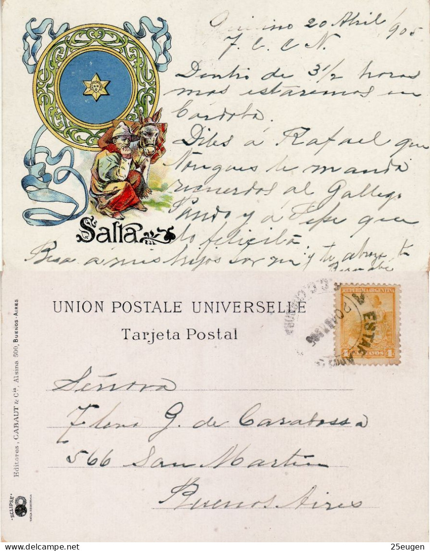 ARGENTINA 1905 POSTCARD SENT TO  BUENOS AIRES - Covers & Documents