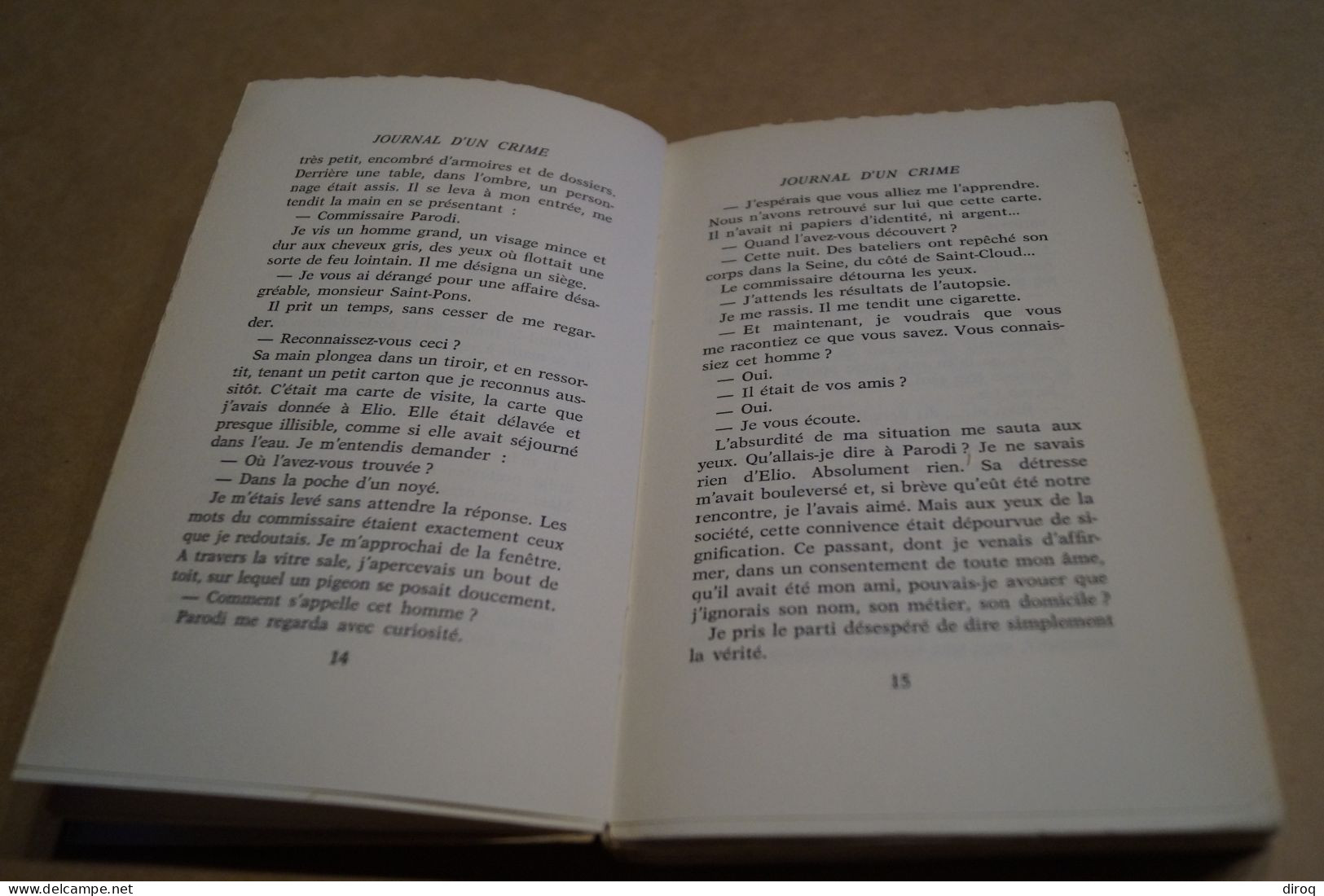 Charles Bertin,dédicacé,Journal D'un Crime,1961,complet 212 Pages,19 Cm. / 12 Cm. - Signierte Bücher