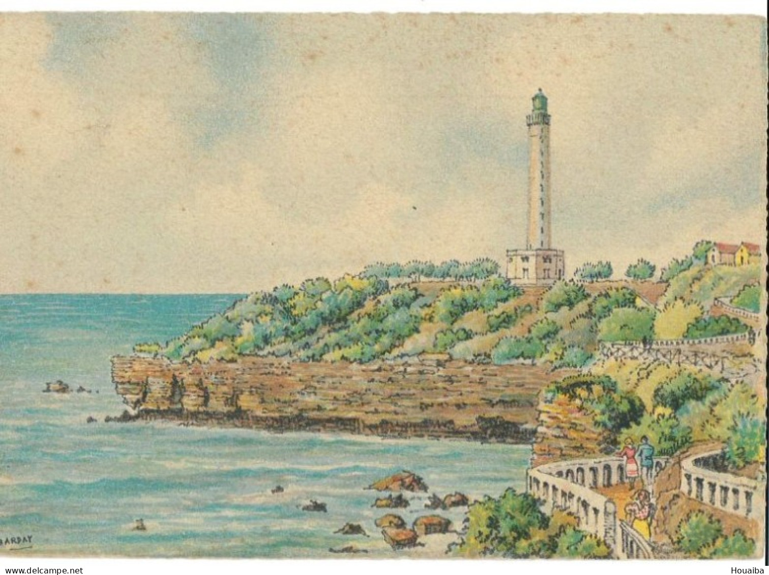 CPSM -  Illustrée Signée Barre-Dayez (Barday) - Biarritz Le Phare Et La Pointe Saint Martin - Barday