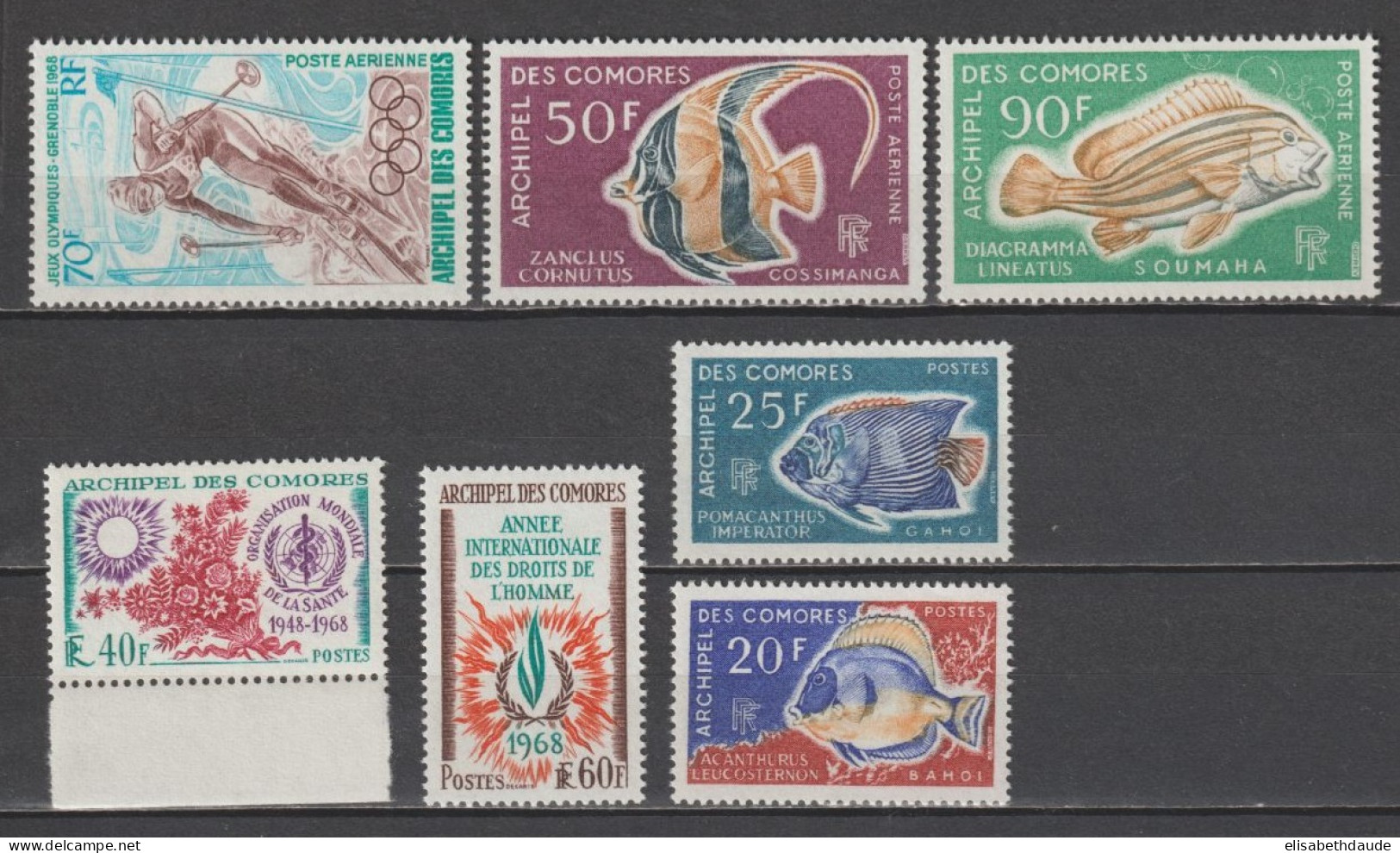 COMORES - 1968 - ANNEE COMPLETE Avec POSTE AERIENNE - YVERT N°46/49 + A22/24 ** MNH  - COTE = 43 EUR. - Ongebruikt