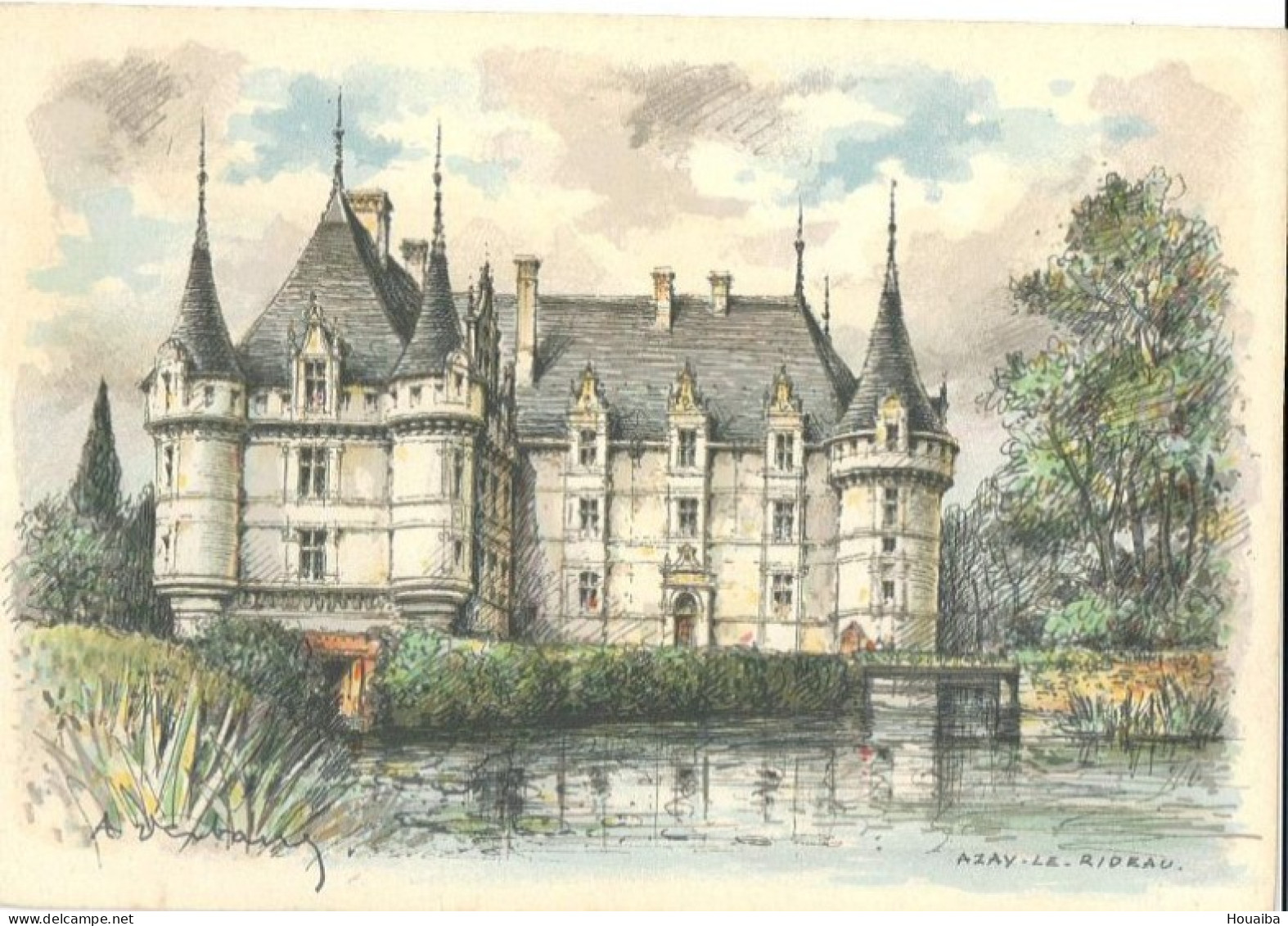 CPSM -  Illustrée Signée Barre-Dayez (Barday) - Azay Le Rideau  Le Château - Barday