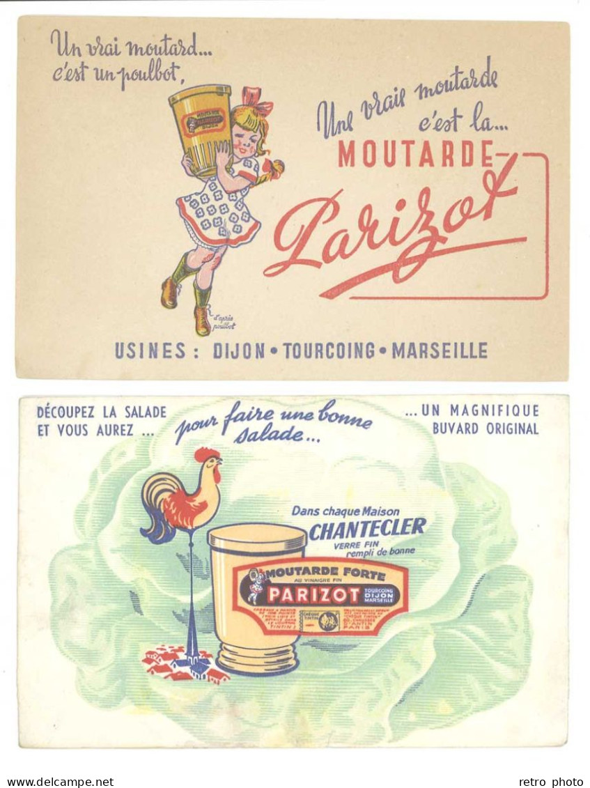 2 Buvards Moutarde Parizot Dijon - Mostaza