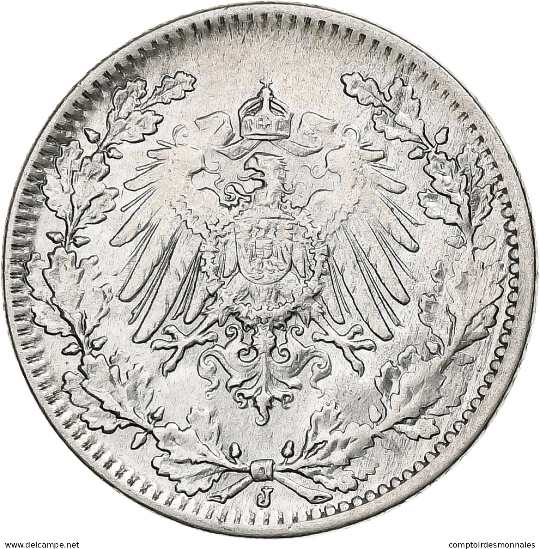 Empire Allemand, 1/2 Mark, 1917, Hambourg, Argent, SUP+, KM:17 - 1/2 Mark