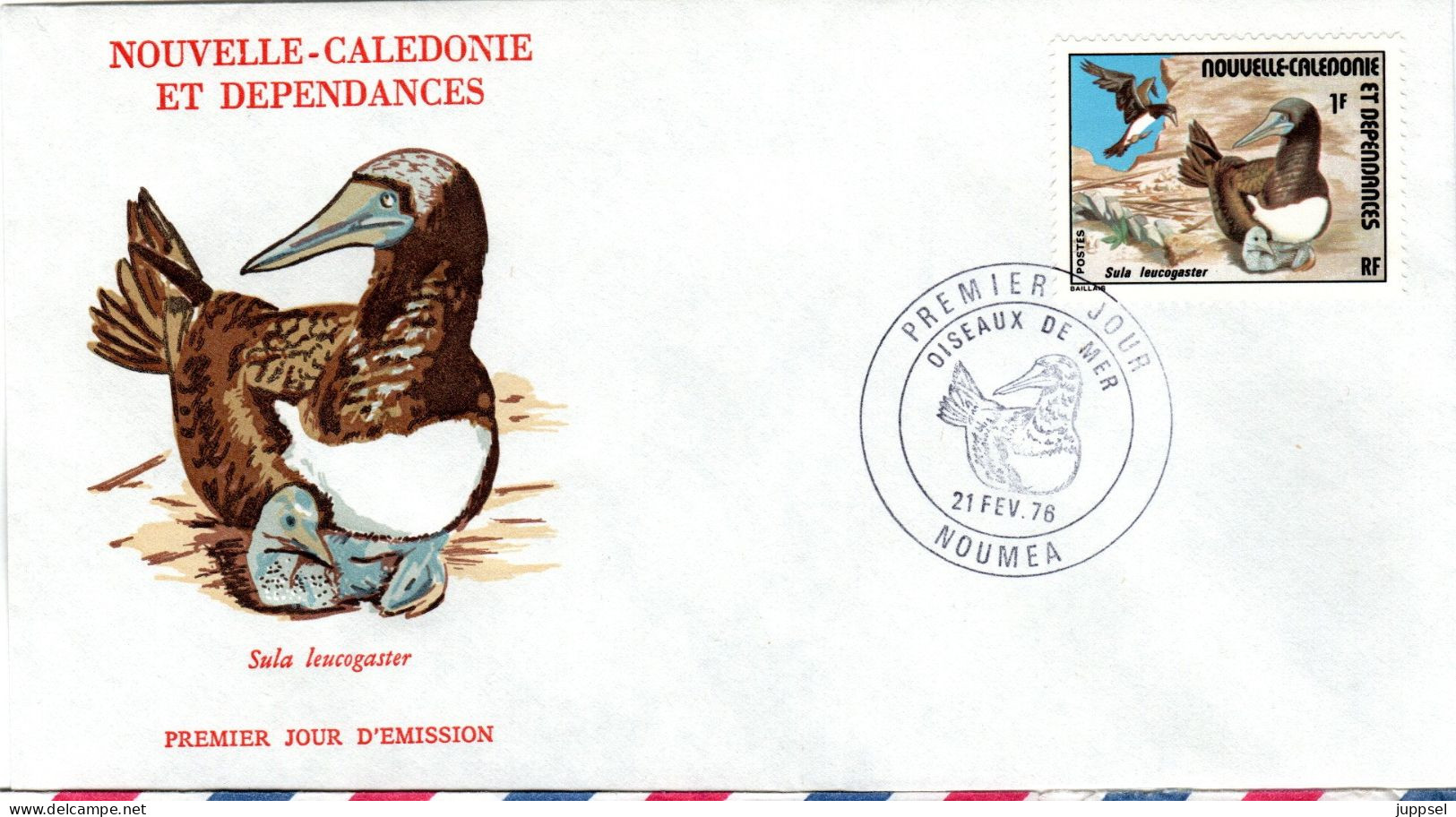 NEW CALEDONIA, FDC, Bird, Brown Booby   /  NOUVELLE CALEDONIE, Lettre De Première Jour, Fou Brun, 1976 - Palmípedos Marinos