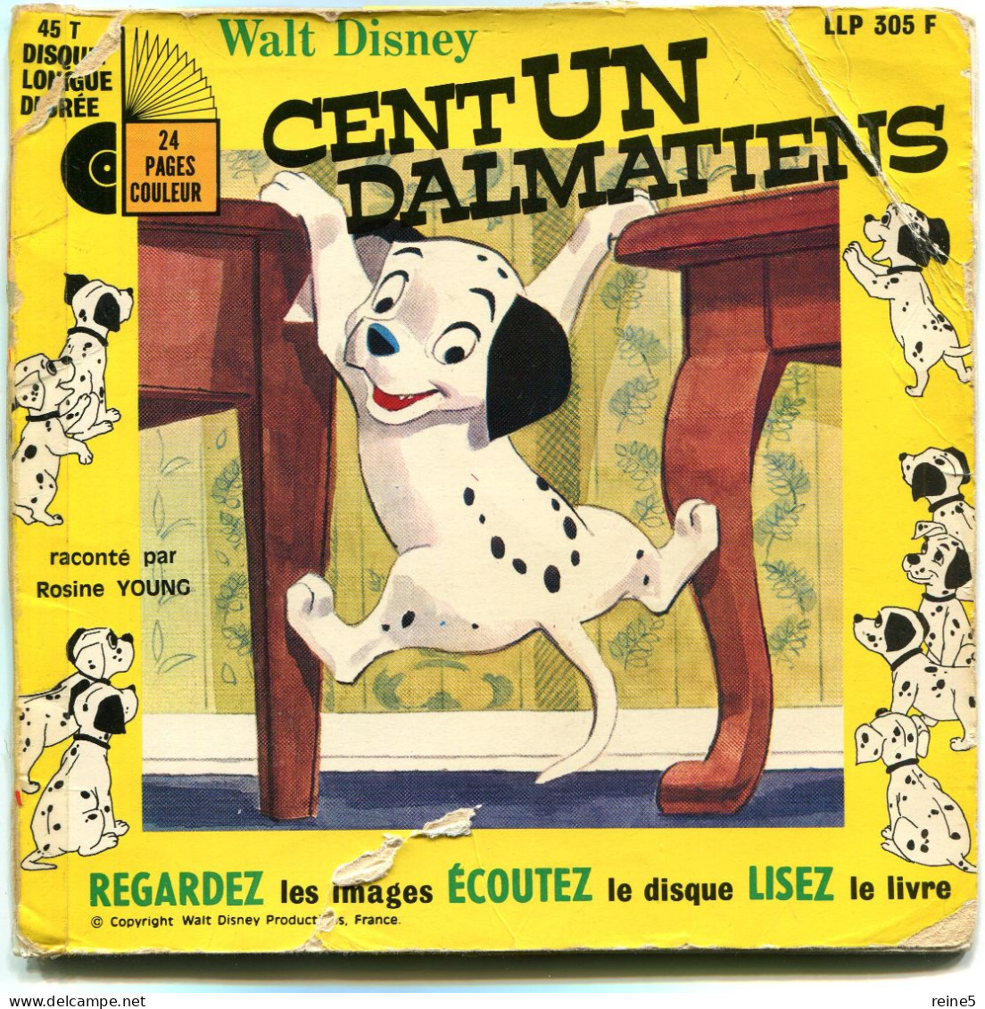 LES 101 DALMATIENS De WALT DISNEY Avec SON LIVRE ILLUSTRE De 24 PAGES >> VINYLE & POCHETTE BON USAGE REF-LEX-72A-72 - Enfants