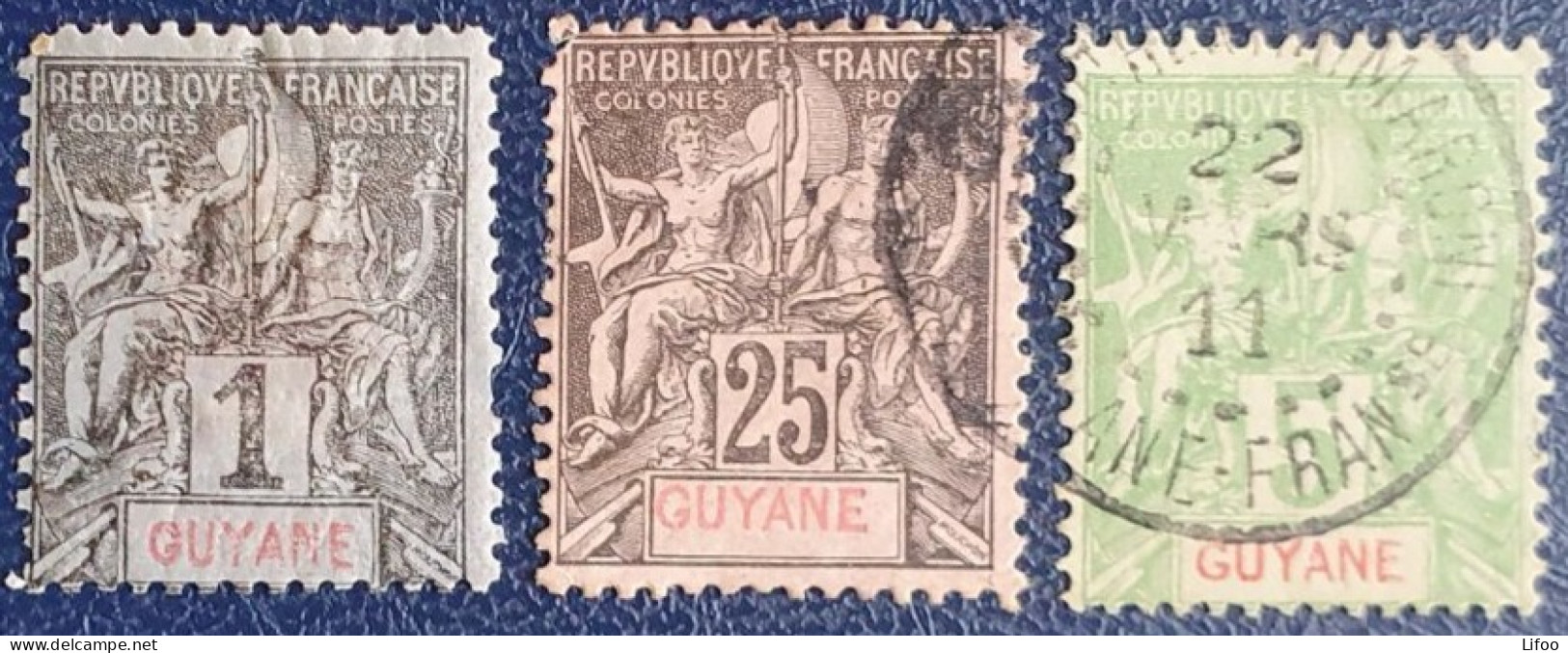GUYANE 1892-1904 : YT N° 30 (*) - 37 (o) - 43 (o) - Used Stamps