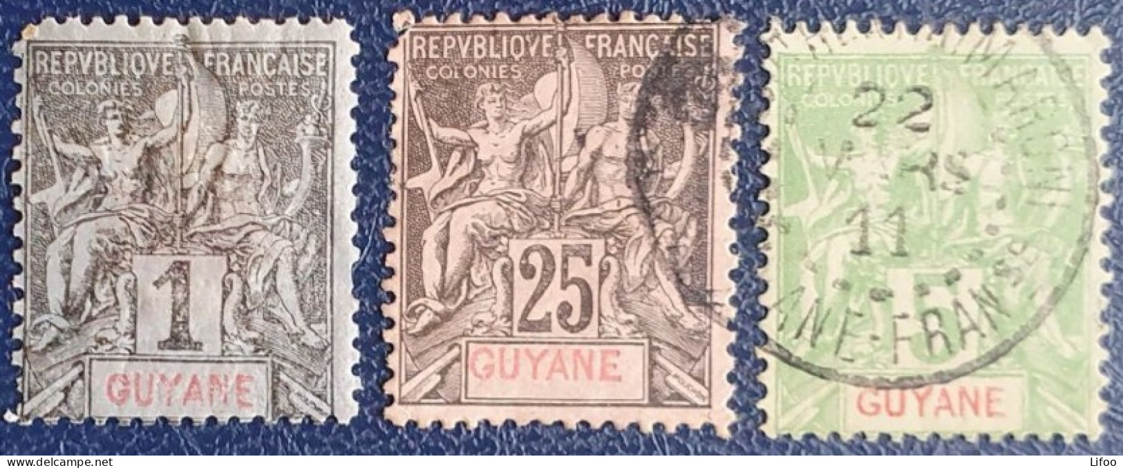 GUYANE 1892-1904 : YT N° 30 (*) - 37 (o) - 43 (o) - Oblitérés