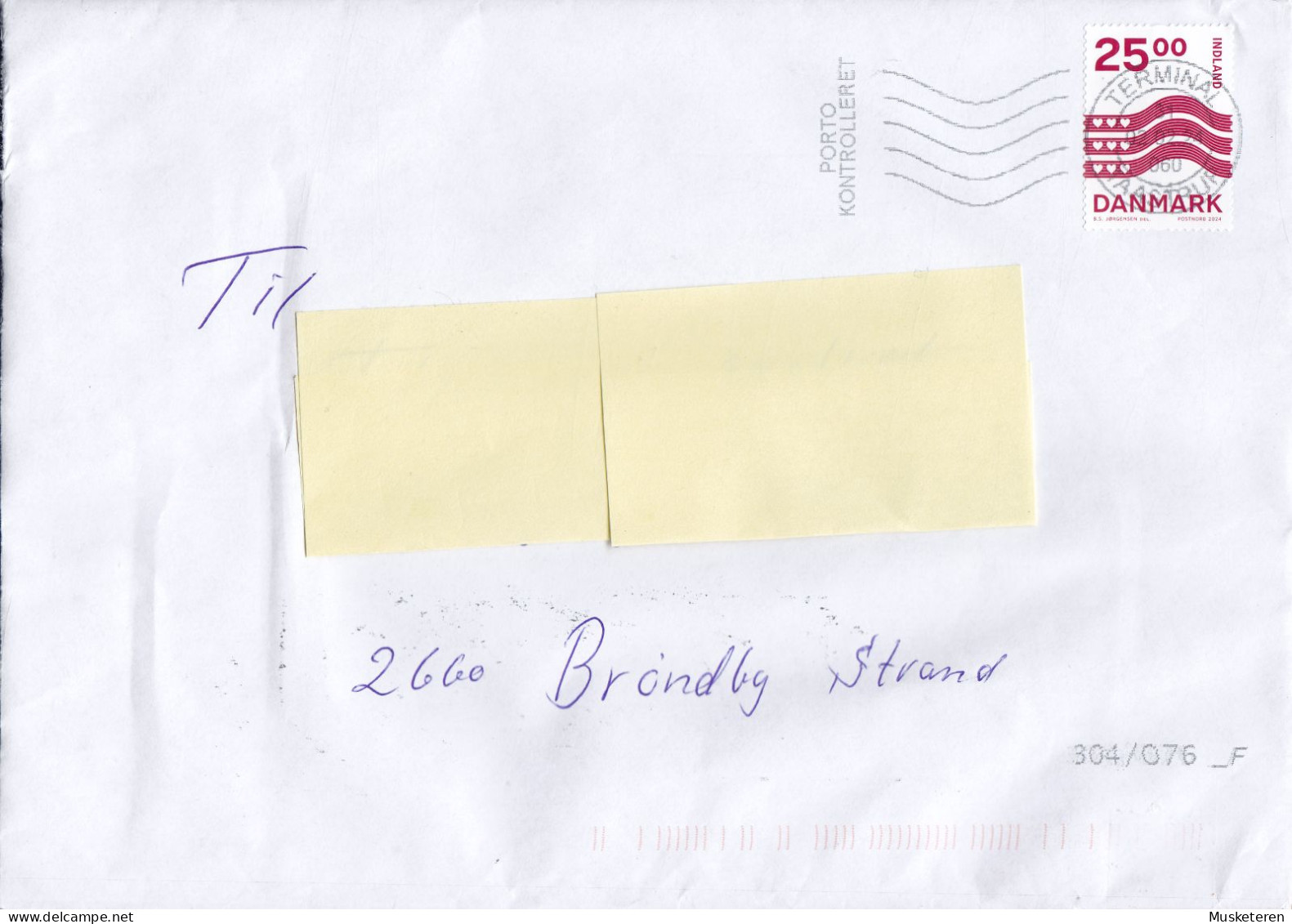 Denmark PORTO Kontrolleret Deluxe TERMINAL TAASTRUP Cancel 2024 Cover Brief Lettre BRØNDBY STRAND 25.00 Kr. INDLAND - Brieven En Documenten