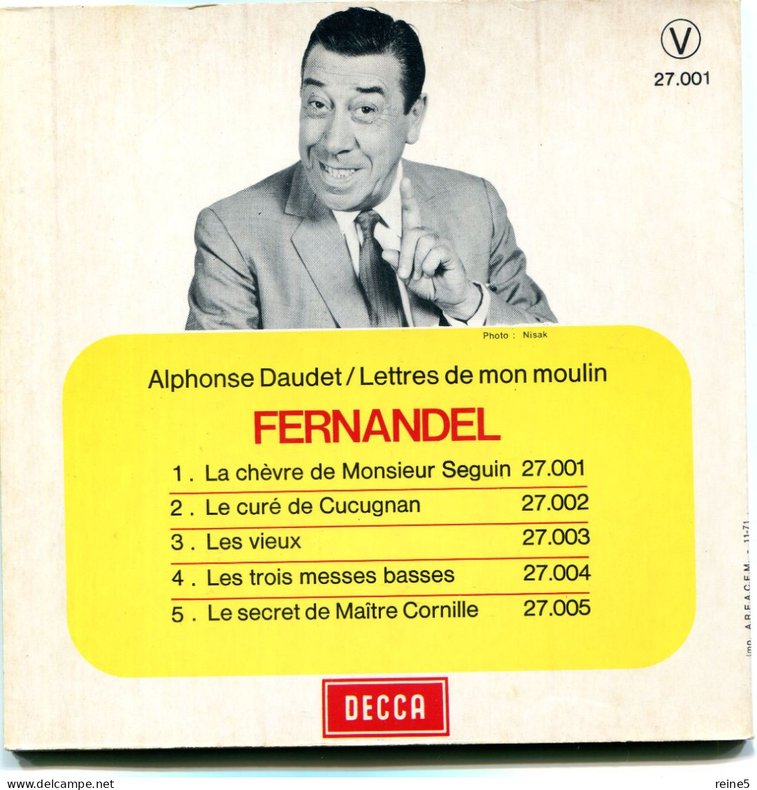 FERNANDEL LA CHEVRE DE MONSIEUR SEGUIN ALPHONSE DAUDET  DISQUE DECCA >> VINYLE & POCHETTE BON USAGE REF-LEX-91-91A - Kinderen