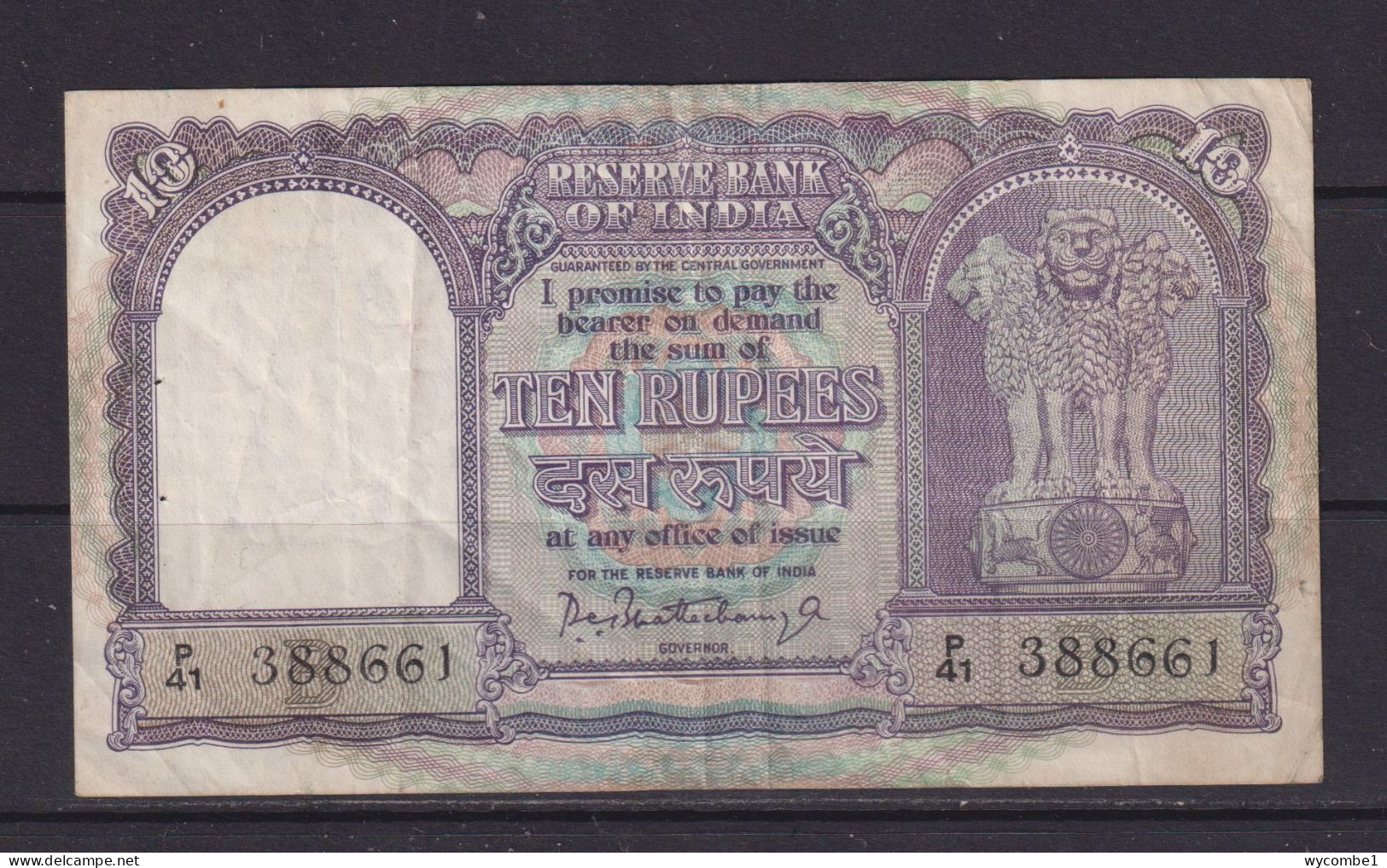 INDIA - 1962-67 10 Rupees Circulated Banknote - India