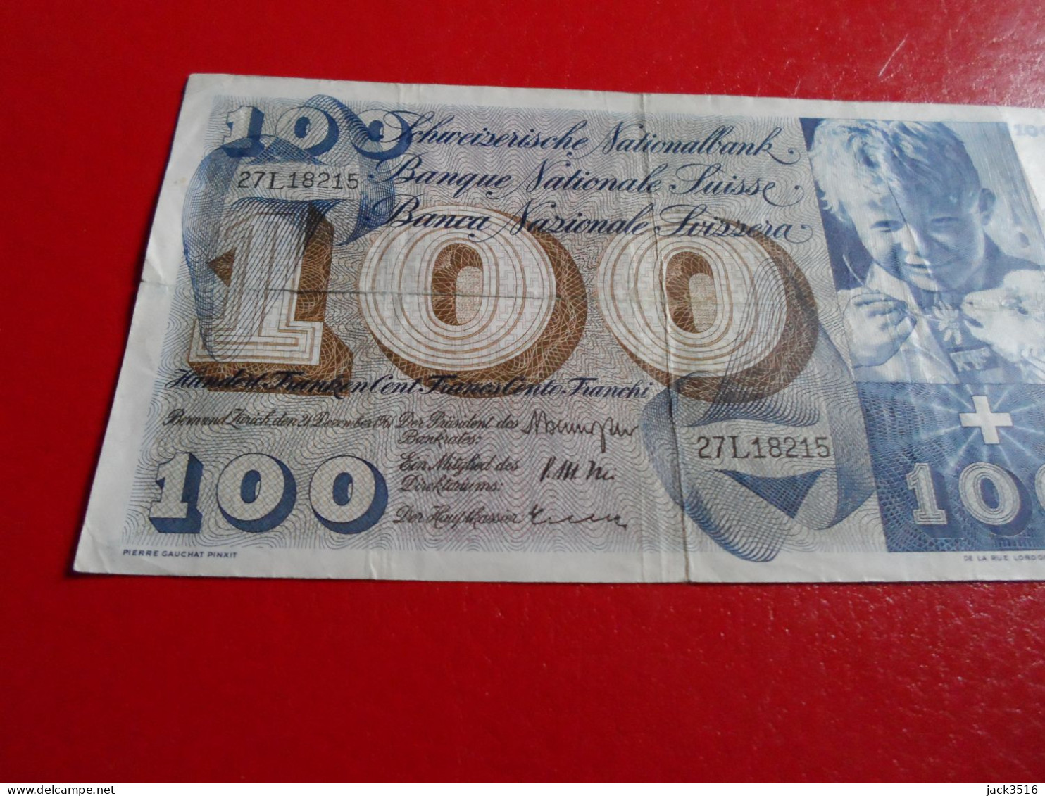 Billet 100 Francs 1961 Gauchet - Schweiz