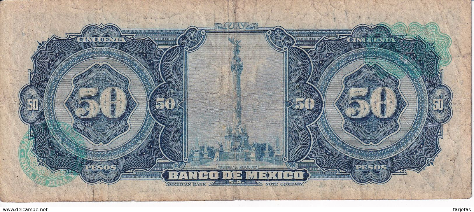 BILLETE DE MEXICO DE 50 PESOS DEL AÑO 1972 DIFERENTES FIRMAS   (BANKNOTE) - México