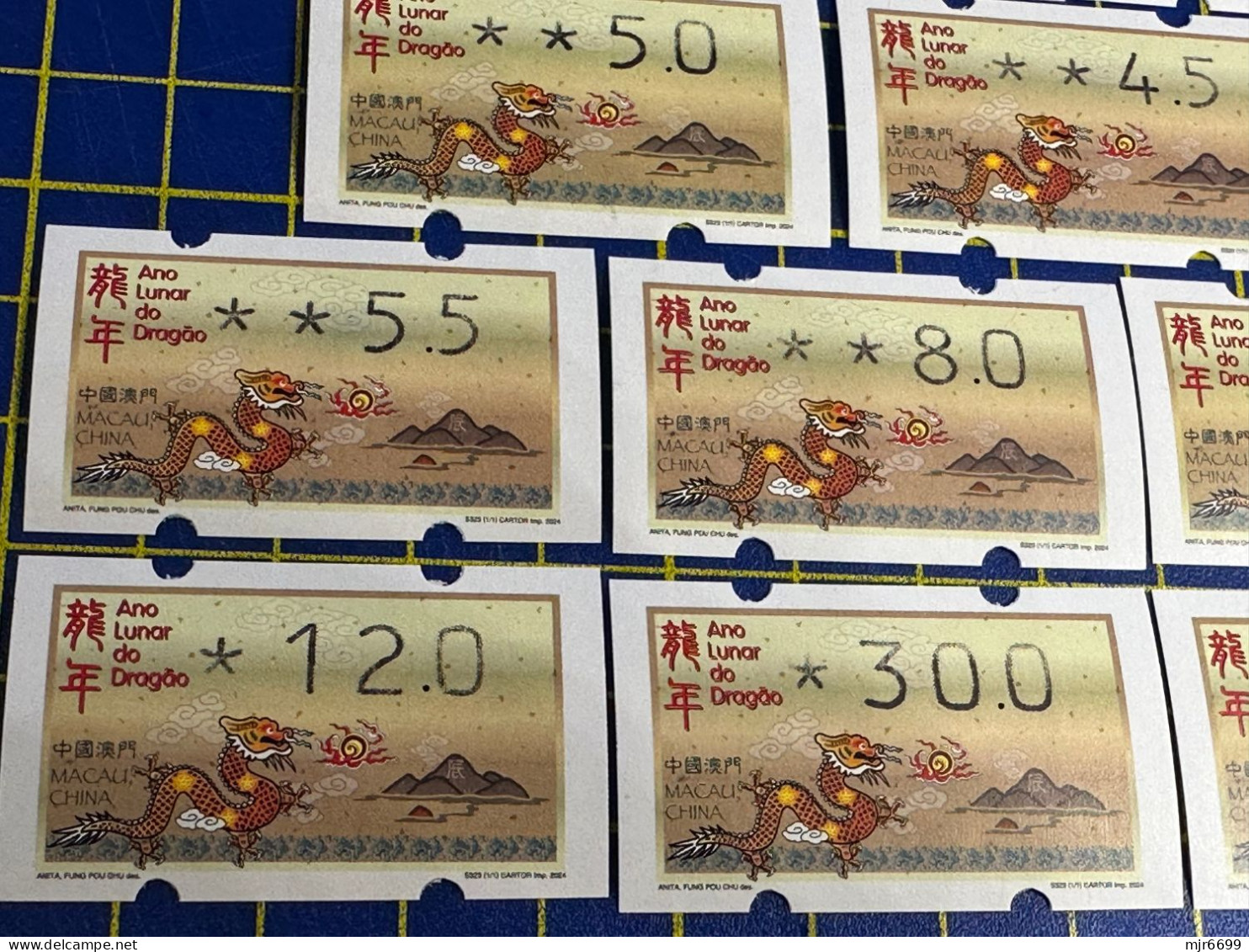 2024 LUNAR NEW YEAR OF THE DRAGON KLUSSENDORF MACHINE ATM LABELS COMPLETE SET OF 11. - Distributors