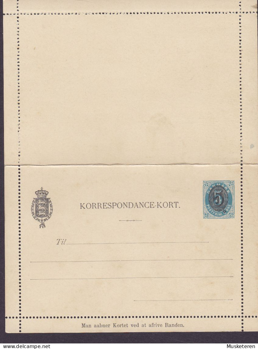 Denmark Postal Stationery Ganzsache Entier Korrespondancekort KK 11a, 5 Ø Auf 4 Ø Perf. 10 3/4 Unused (2 Scans) - Entiers Postaux