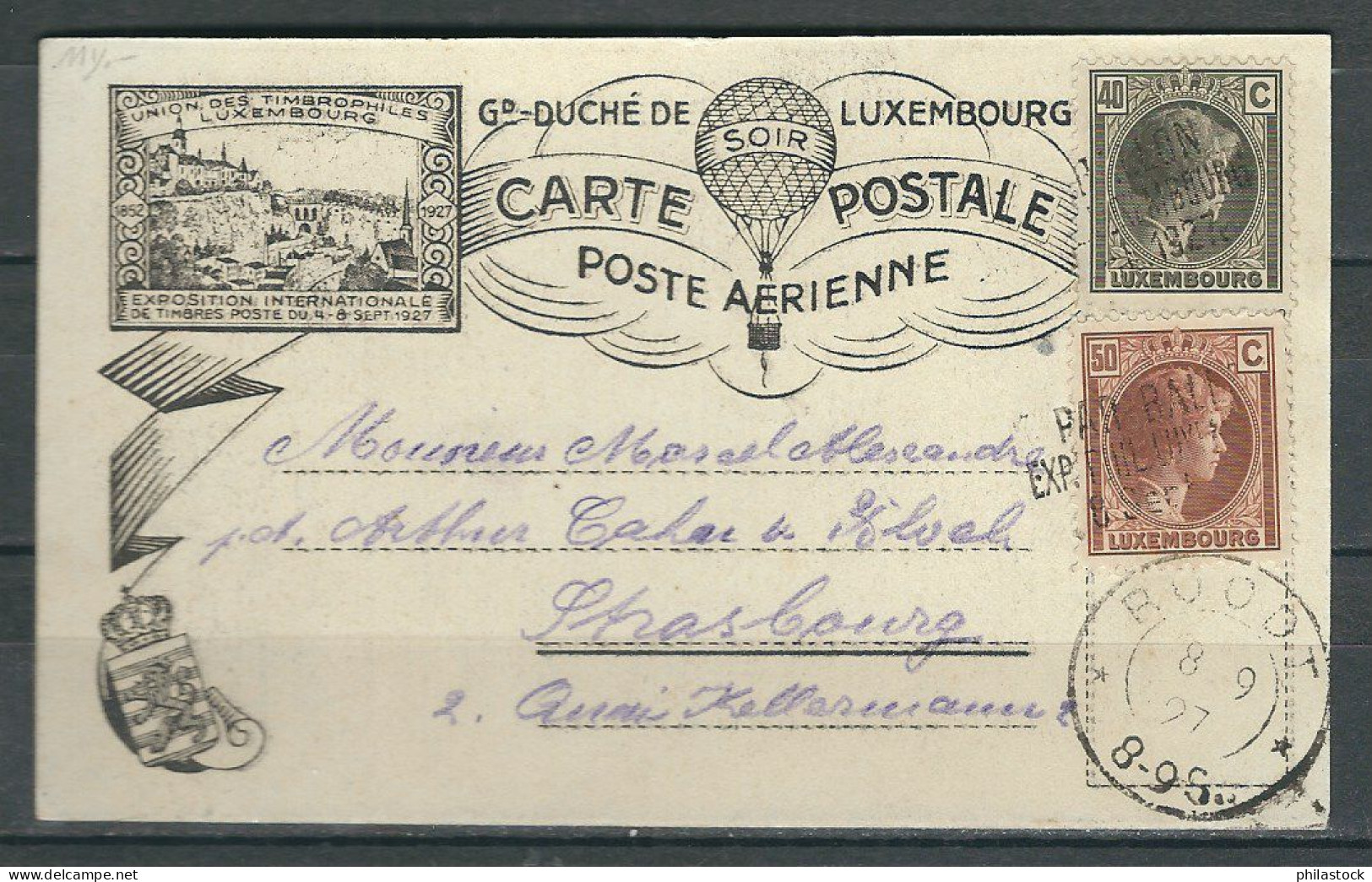 FRANCE 1927 Carte Envoyée Par Ballon S/ CP Illustrée - Brieven En Documenten