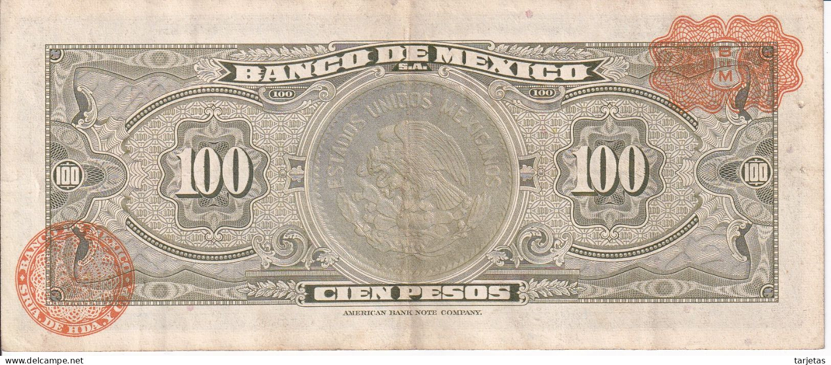 BILLETE DE MEXICO DE 100 PESOS DEL AÑO 1971 DIFERENTES FIRMAS (BANKNOTE) - Mexiko